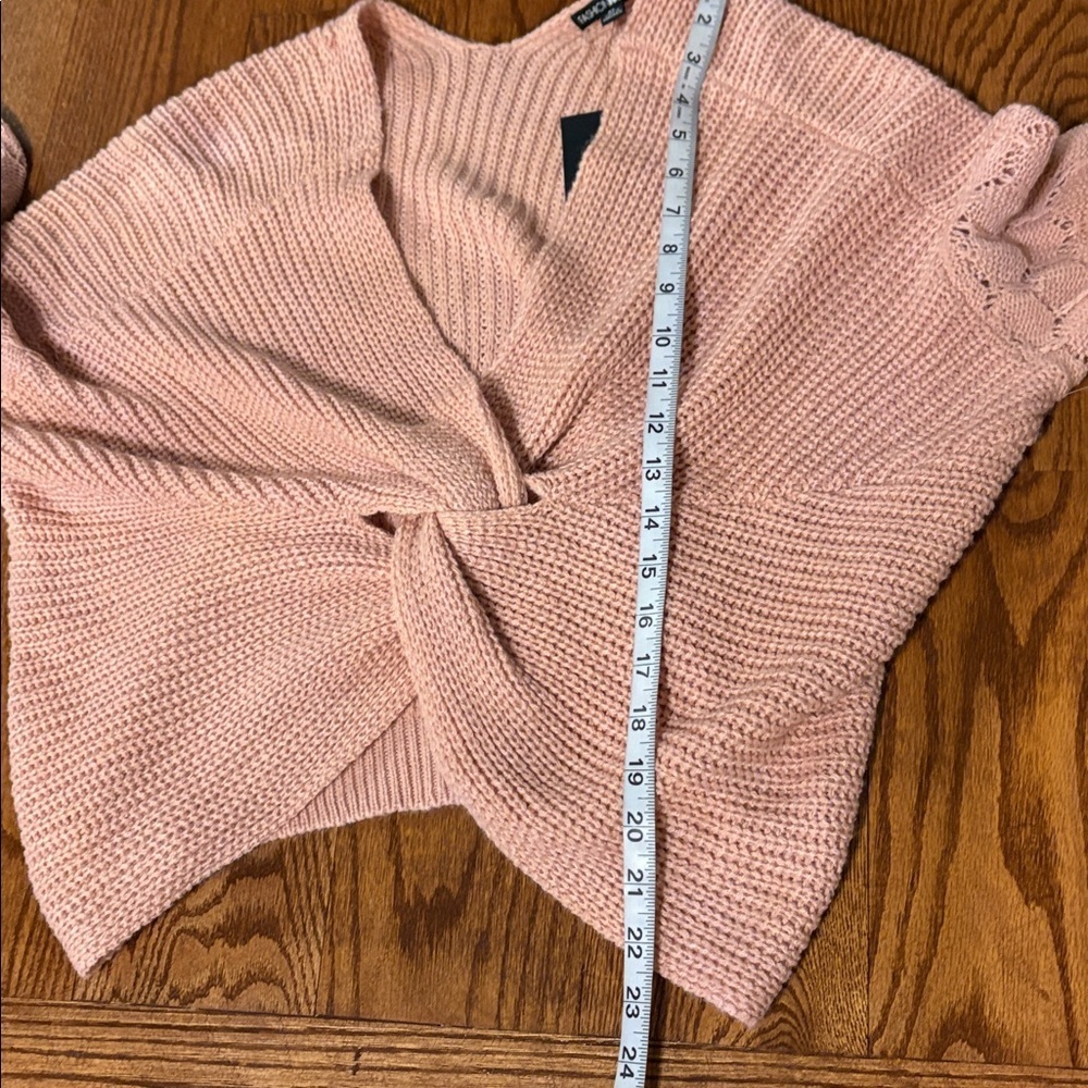 Fashion Nova YRIS Blush Twist Front crop knitted sweater XL V neck - Picture 11 of 13